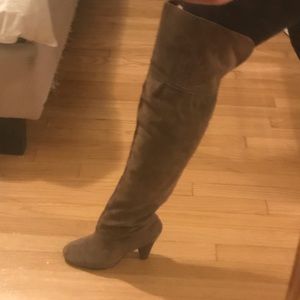 Taupe over the knee boots